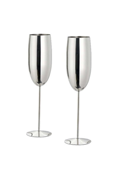 Quasar & Co. Set of 4 champagne glasses, Quasar & Co.®, stainless steel, h 25 cm, 260 ml, silver