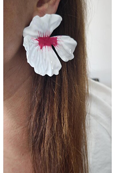 VOBEEYKU Pink White Color Brand Model Flower Earrings