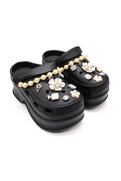 Tmall Women's Slippers, With Platform And Accessories, Foam, Pd1025, Black