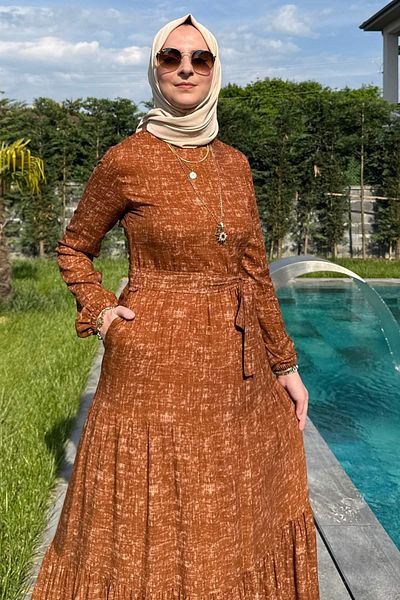 Rabia Şamlı Πλακάκι φόρεμα με εφέ τζιν