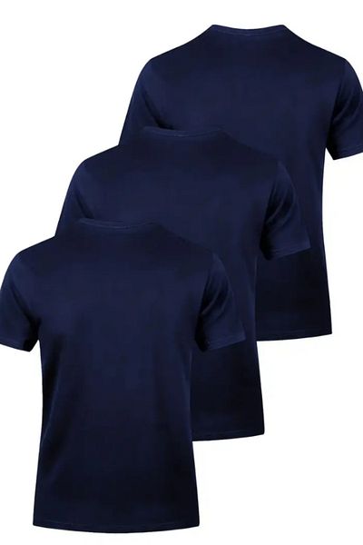 Tarz Cool Ανδρικό μπλουζάκι Navy Blue 100% βαμβακερό πακέτο 3 τεμαχίων