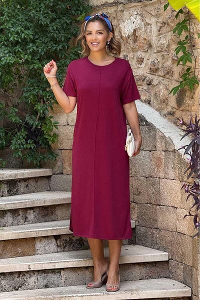 Nevin Kaya Moda Rochie modal burgundy