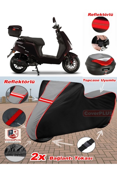 CoverPlus Falcon Techno 125 Efi Tarpaulin Topcase Compatible Motorcycle Tarpa...