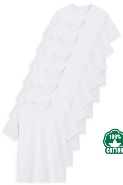 Tarz Cool Ανδρικό Λευκό 100% Βαμβακερό Πακέτο με 7 T-shirt