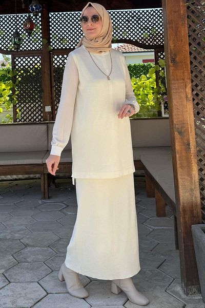 Rabia Şamlı Εσώρουχο Σετ Φούστα Εκρού
