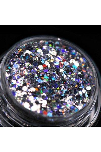 Kajol Beauty Holographic cosmetic glitter (light silver) for makeup/body art PK107 KAJOL Beauty®, <1g