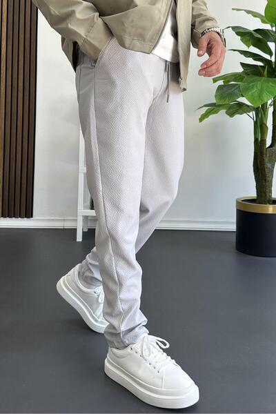 Edwox Чоловічі штани-джоггери з еластичним поясом із гофрованої тканини, сірі Edw358