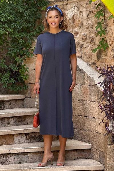 Nevin Kaya Moda Anthracite Modal Dress