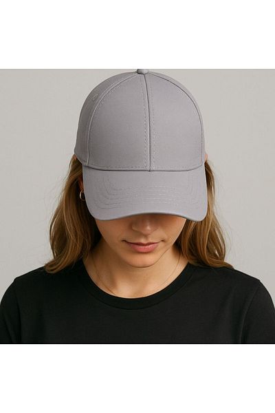 SFCOLLECTION Gray Sports Hat Unisex Adjustable Cotton Cap Hat with Velcro on the Back