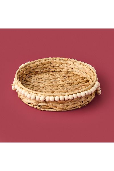 Naturalove Διακοσμητικός Δίσκος Χάντρες Νερό Τριαντάφυλλο - Μπεζ - 33 cm