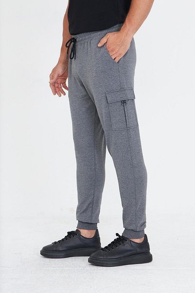 Marco Ferry Men's Cotton Cargo Pocket Sweatpants Anthracite Melange 5821-A