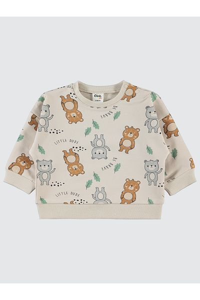 Civil Baby 6-18 Months Baby Boy Teddy Bear Patterned Sweatshirt - Elephant