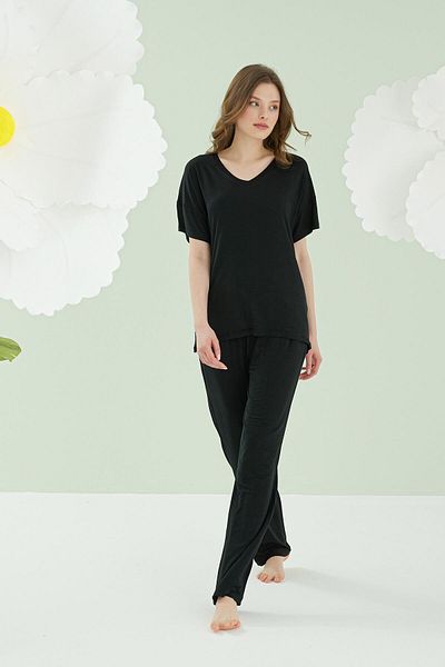 NBB V-Neck Short Sleeve Pajama Set, 95% Viscose 5% Elastane