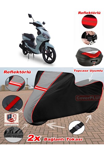 CoverPlus Motolux W46 Tarpaulin Topcase Compatible Motorcycle Tarpaulin (Grey...