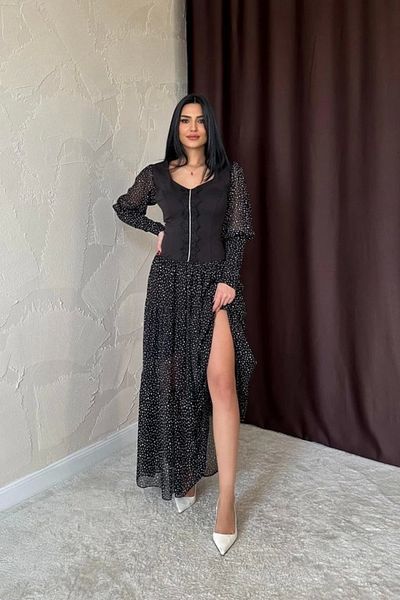 Butik Black Lace Rhinestone Stripe Dress
