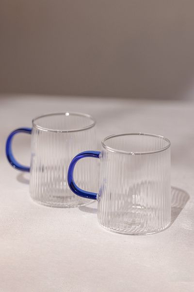 Rakle Borosilicate 2-piece cup set with blue handles 320 cc