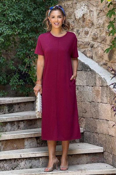 Nevin Kaya Moda Rochie modal burgundy