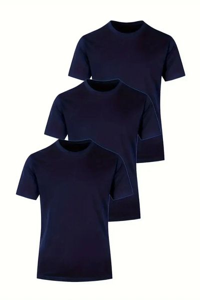 Tarz Cool Ανδρικό μπλουζάκι Navy Blue 100% βαμβακερό πακέτο 3 τεμαχίων