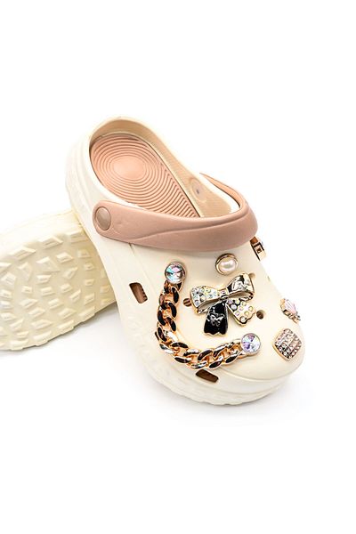 Tmall Women's Slippers, With Platform And Accessories, Foam, Pd1027, Beige With Brown