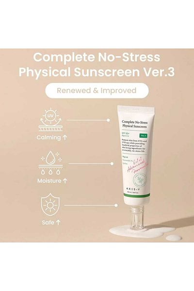 AXIS-Y Crema de fata SPF 50+ PA++++, Complete No-Stress Physical V.3, AXIS-Y, 50 ml