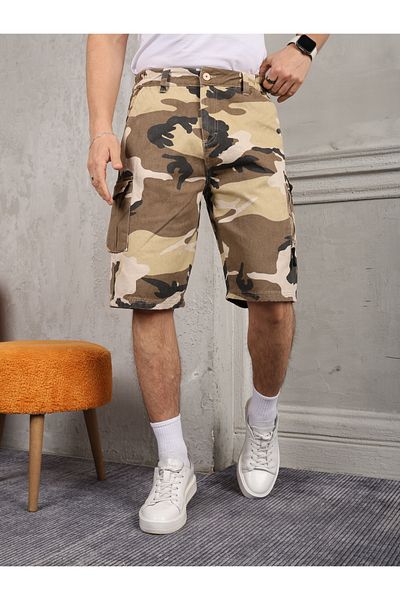 FRANKNESS JNS Pantaloni scurți cargo pentru bărbați, camuflaj