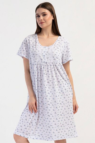 VİENETTA Women's Short Sleeve Blue Nightgown 100% Cotton C7T7N7O161