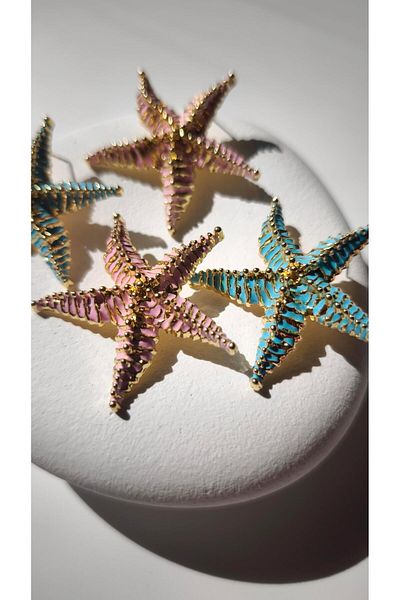 VOBEEYKU Gold detailed starfish earrings