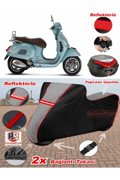 CoverPlus فيسبا GTS 125 ABS القماش المشمع Topcase متوافق مع القماش المشمع للد...