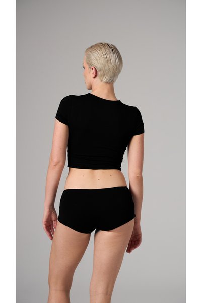 LE POLE Ozy - Round Neck Cap Sleeve Crop T-Shirt