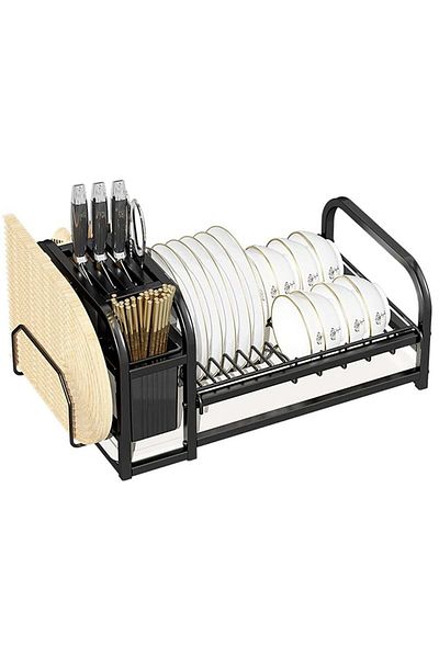 Quasar & Co. Dish Drainer, ®, Dripper With Drain Tray, 42x27x24 Cm, Metal/Plastic, Black