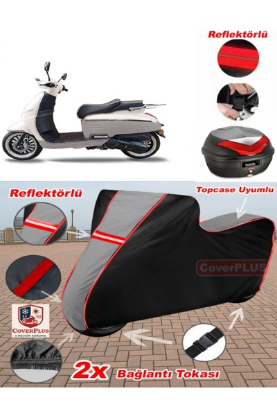 CoverPlus Kral Motor Rigil 125 قماش القنب Topcase متوافق مع القماش المشمع للد...