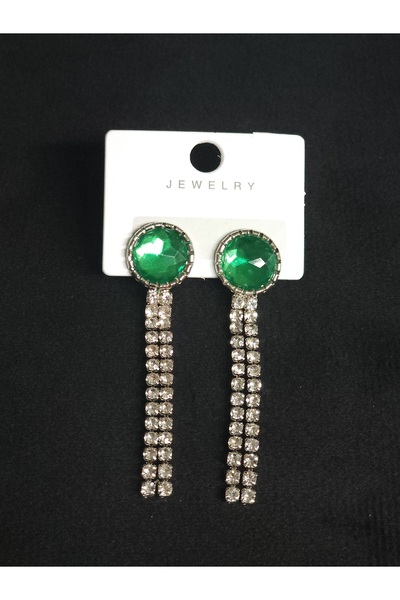 Avcıoğlu Aksesuar أقراط نسائية مستديرة 2 صف متدلية كريستال الزركون حجر فضة ال...