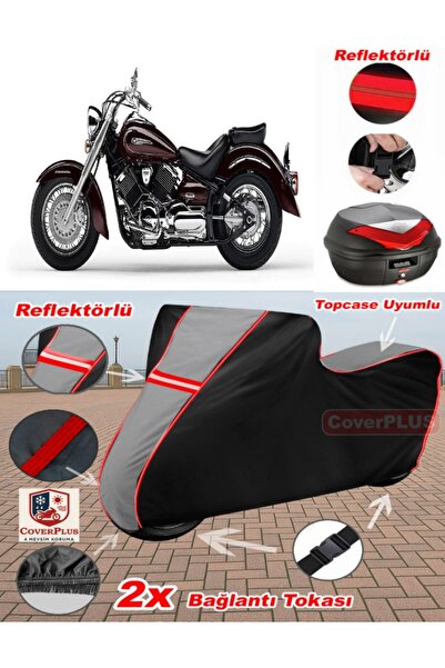 CoverPlus Yamaha XVS 250 Drag Star Tarpaulin Topcase متوافق مع القماش المشمع ...