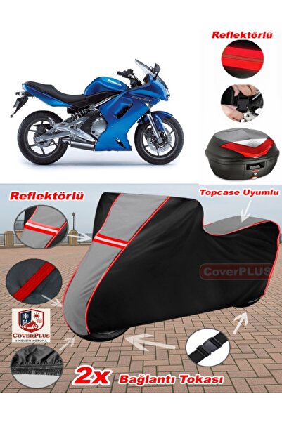 CoverPlus Kawasaki ER-6 F القماش المشمع Topcase متوافق مع القماش المشمع للدرا...