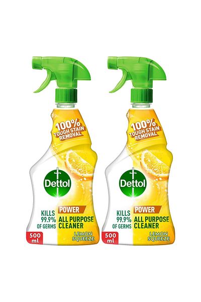 Dettol All Purpose Cleaner Spray Bottle, Lemon Scent, 500 ml X 2