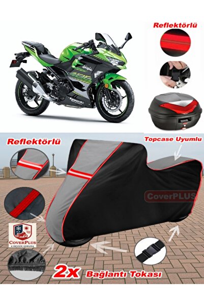 CoverPlus Kawasaki Ninja 400 Tarpaulin Topcase متوافق مع القماش المشمع للدراج...
