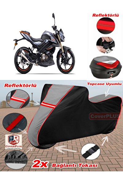 CoverPlus Qj Srk125 S Tarpaulin Topcase Compatible Motorcycle Tarpaulin (Grey...