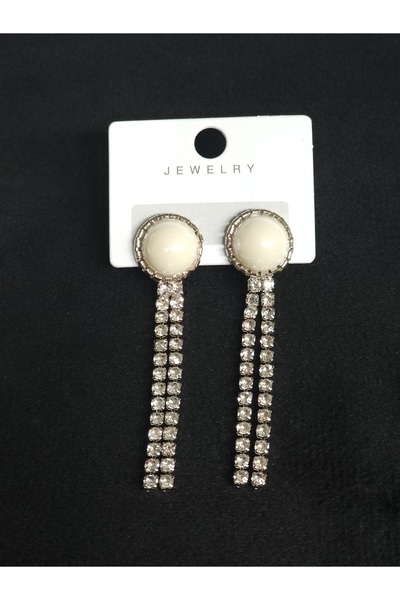 Avcıoğlu Aksesuar أقراط نسائية مستديرة 2 صف متدلية كريستال الزركون حجر فضة ال...