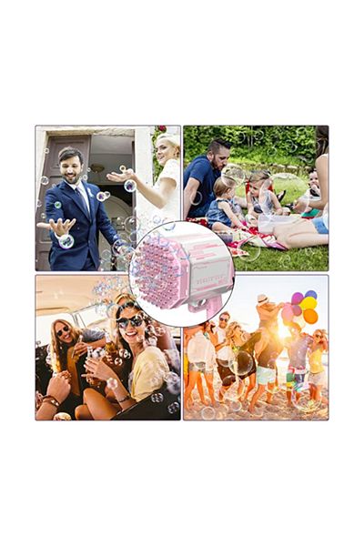 MACON 69-Hole Rocket Bubble Machine with LED Lights – Fun Outdoor Toy for Kids & Parties