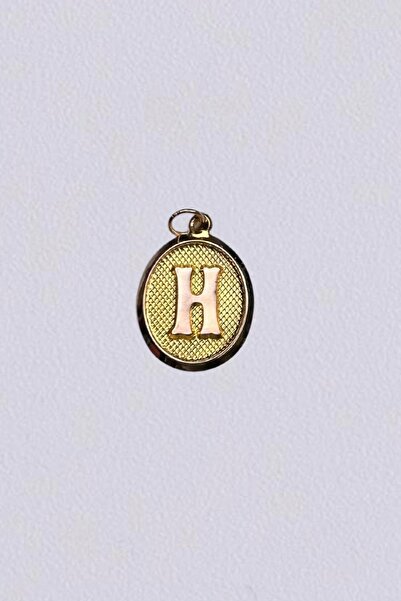 Bayar Gold 14 Ayar Altın H Harf Oval Kolye Ucu