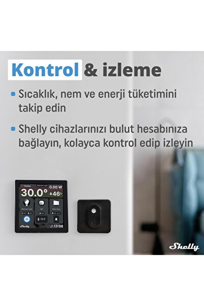 Shelly Wall Display & BLU H&T Siyah Merkezi Kontrol Panel Seti