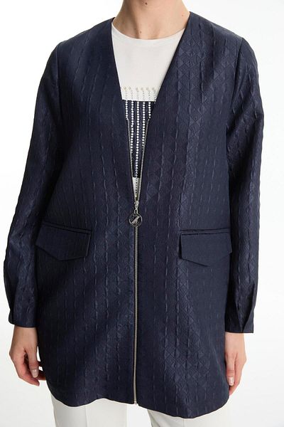 Zühre Patterned Navy Blue Inner Outer Double Set Tk-1569