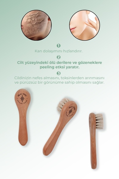 Hilal Temiz Healing Touch Doğal At Kılı Yüz Fırçası – Nazik Kuru Fırçalama | Günlük Yüz Bakım Ritüeli