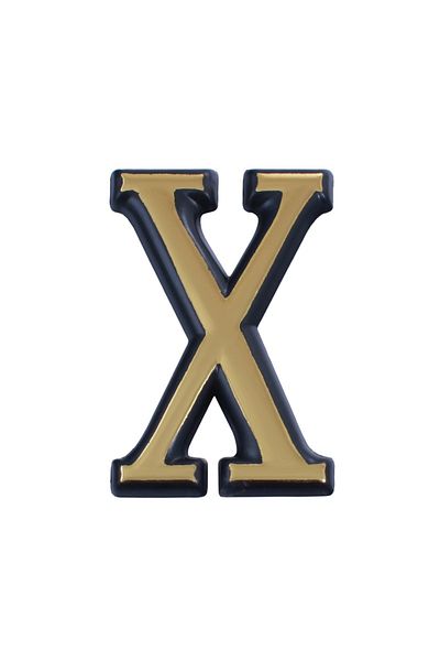 flores Plastic letter for apartment / gate, self-adhesive, gold, 55 mm, letter X