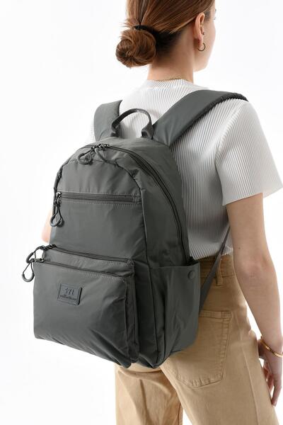 571 Collections Çanta Orta Boy Sırt Çantası Ultra Hafif Çok Cepli Gri (Model:571-13-9B)