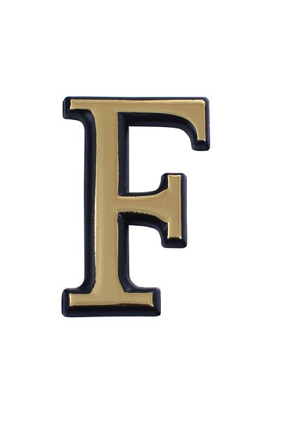 flores Plastic letter for gate / apartment, self-adhesive, gold, 100 mm, letter F