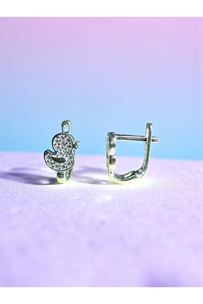 LITTLELUXE Minik Ördek 925 Ayar Gümüş Kız Bebek Küpesi, Kız Çocuk Gümüş Küpe, Gümüş Çocuk Küpesi