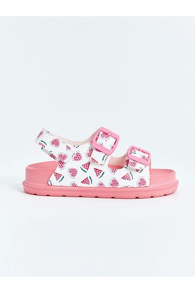 LC Waikiki Lcw Steps White Velcro Printed Girls Sandals