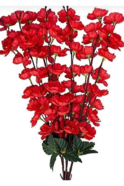 yapay çiçek evi 1Pc Artificial Flower Springtime Japanese Cherry Blossom with 9 Branches 57cm Red