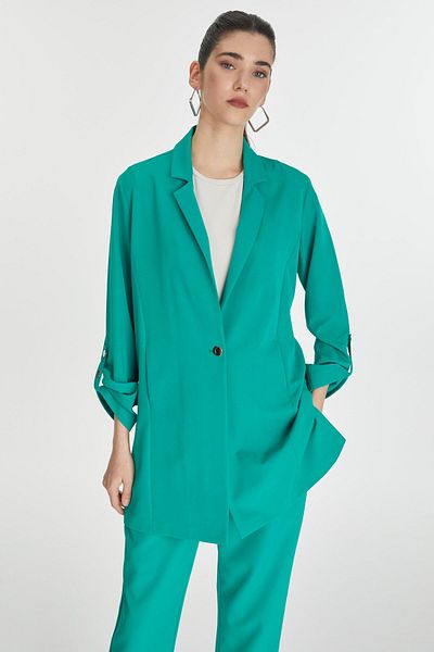 Zühre Sleeve Detailed Jacket Trousers Green Set Tk-1144